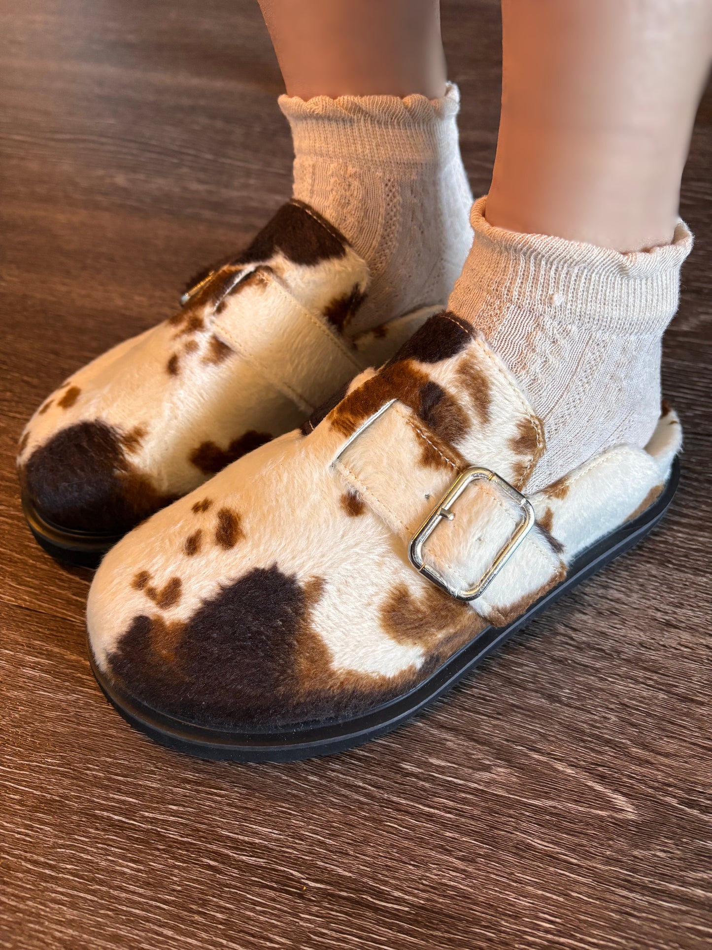 Moo Cow Print Clogs