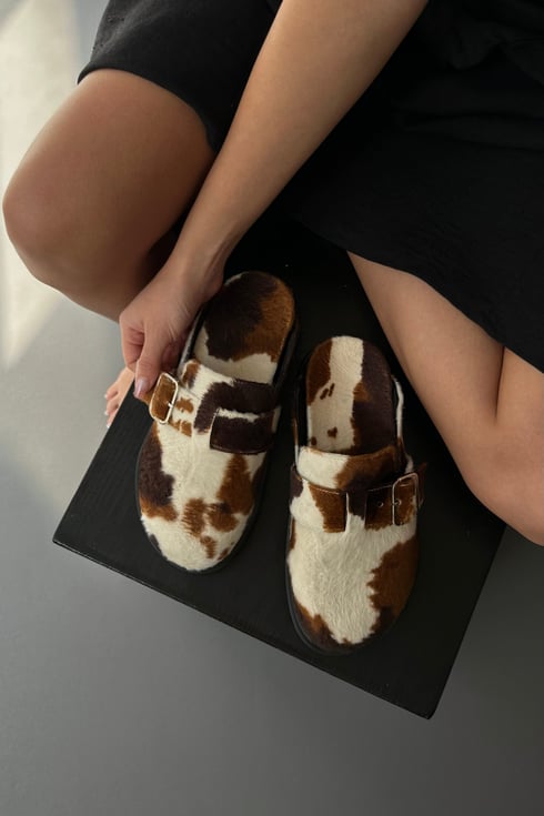 Moo Cow Print Clogs 2