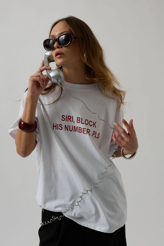 Blocked & Unbothered Tee in white