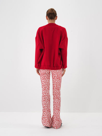 Elise Slim Fit Leopard Pants in red 3