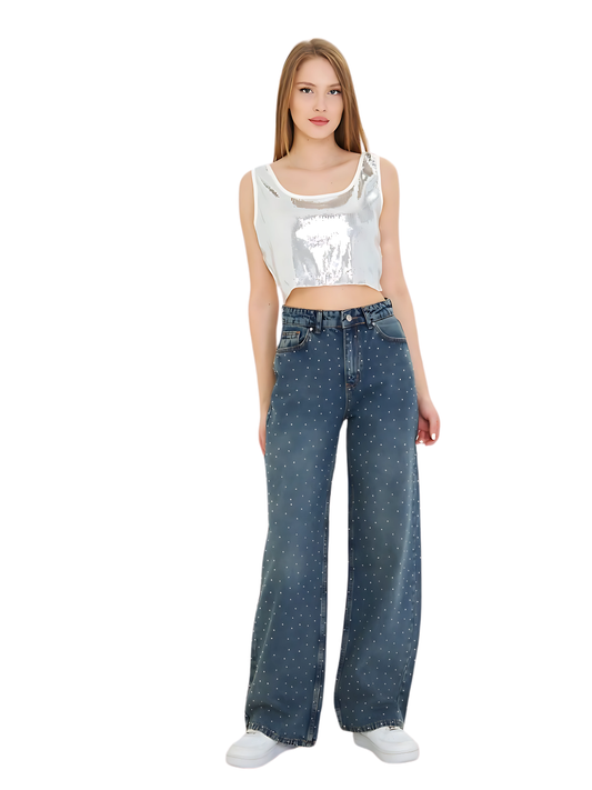 Gloria Bedazzled Jeans in blue 4