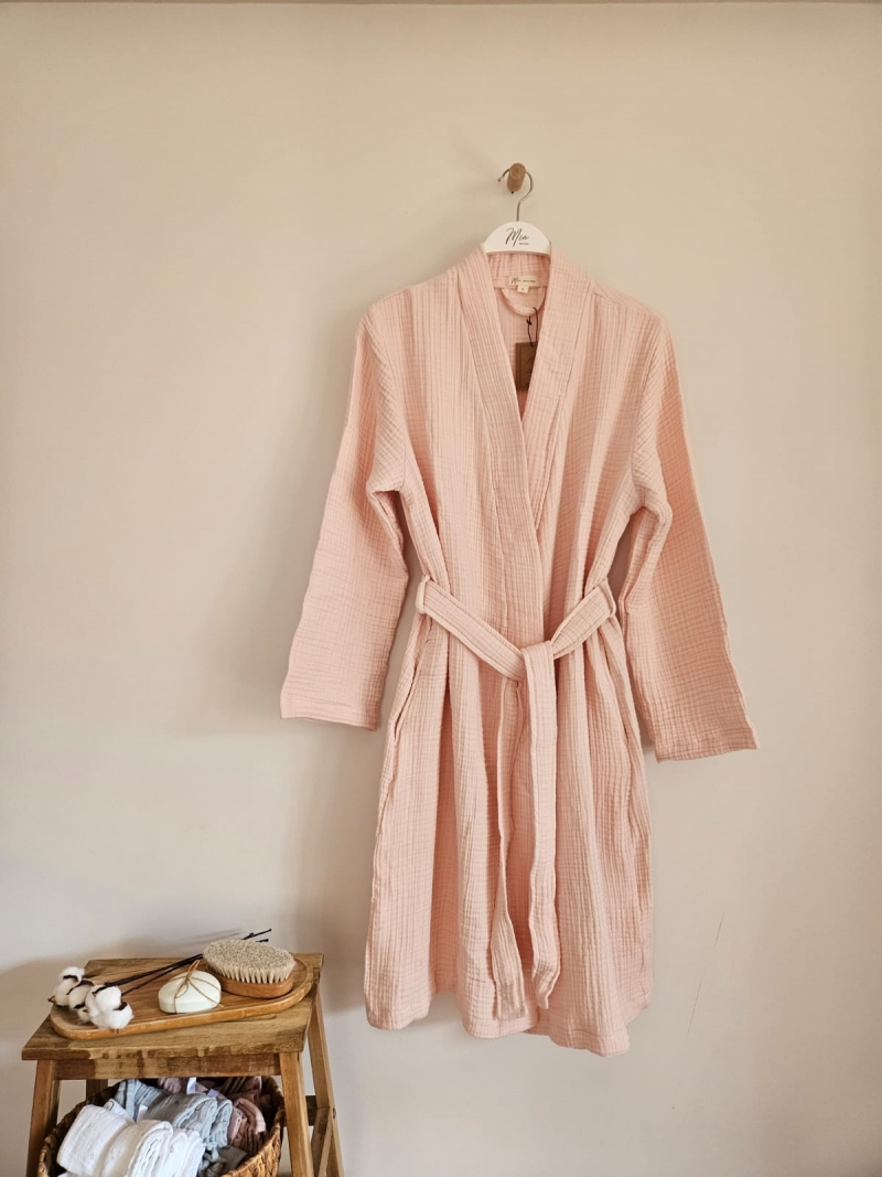 Julia Muslin Cover Up Robe in baby pink
