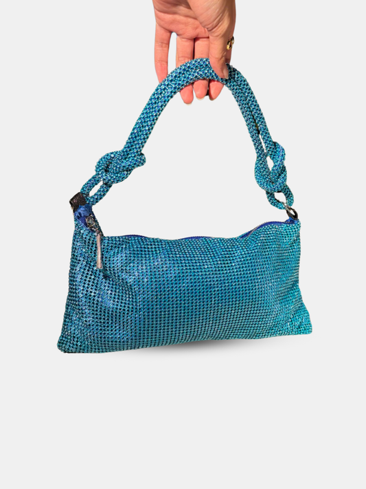 Selena Blue Crystal-Mesh Handbag  1