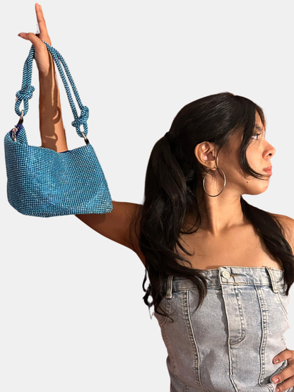 Selena Blue Crystal-Mesh Handbag 2