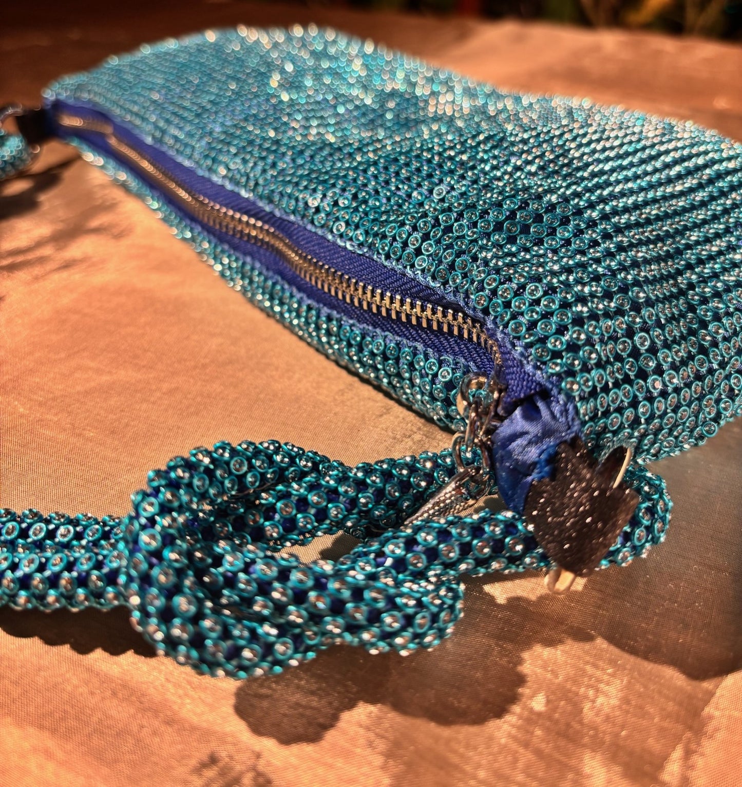 Selena Blue Crystal-Mesh Handbag 3