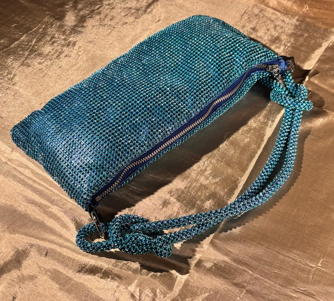 Selena Blue Crystal-Mesh Handbag 4