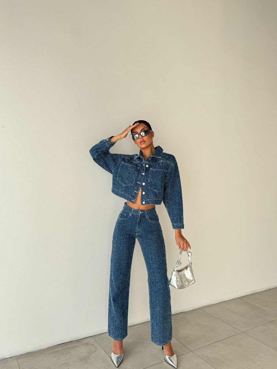 Sade Savannah Textured Cropped Denim Jacket Sade Savannah Textured Cropped Denim Jacket